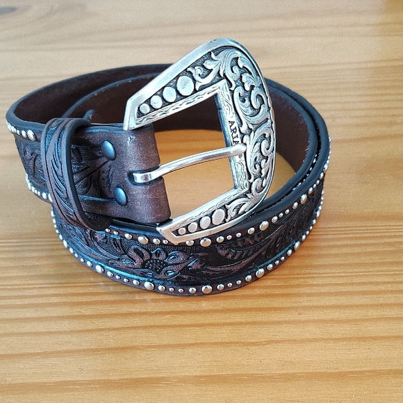 Ariat Accessories - Ariat Dark Brown Leather Belt Cowgirl Rodeo Western UT WM